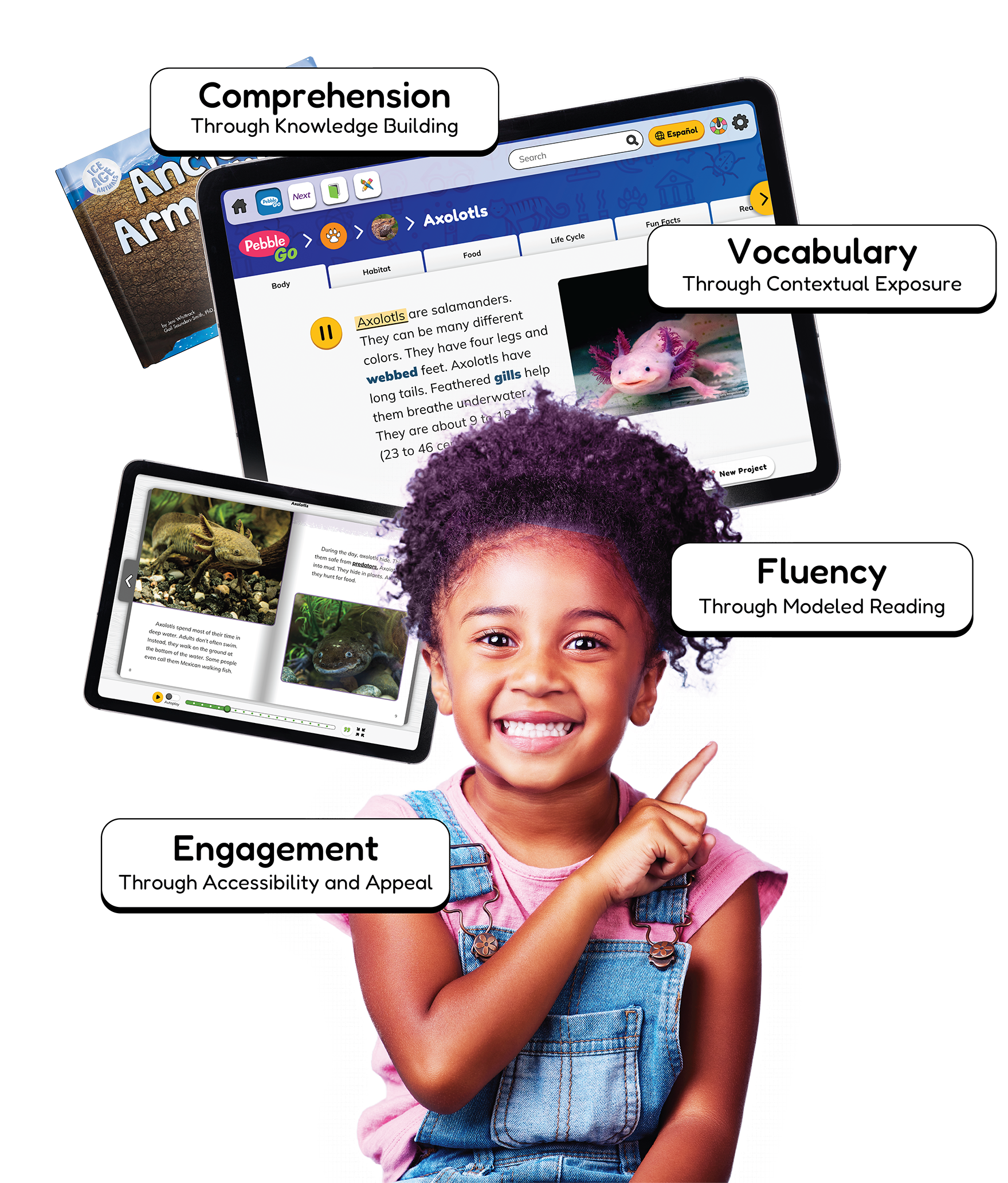 Girl with product feature graphic