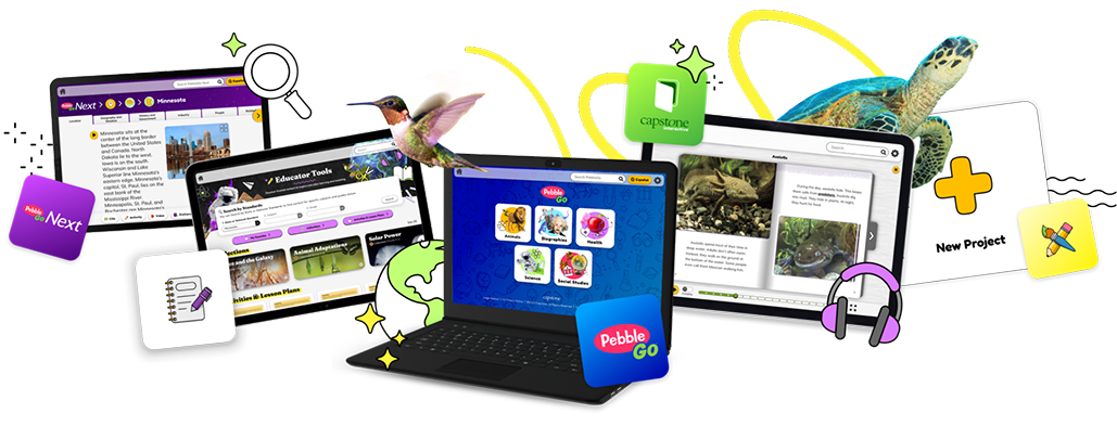 Graphic with devices showing PebbleGo platform