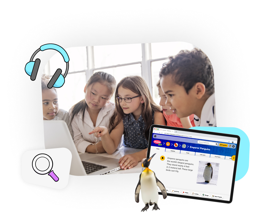 Graphic of students viewing a laptop